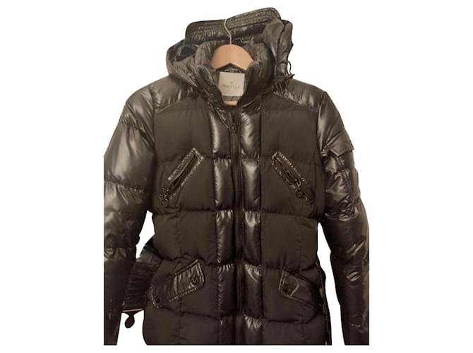 Moncler Coats, Outerwear Black Polyester  ref.725342