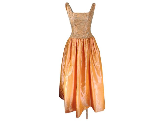 Escada Couture Maxikleid Orange Seide