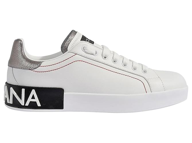Portofino Sneakers - Dolce & Gabbana - White/Silver - Leather  ref.725719