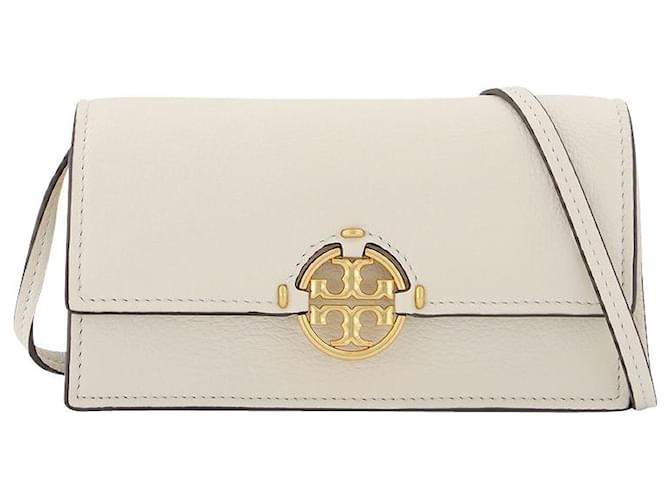 Tory Burch Miller Wallet Crossbody in beige leather Black ref