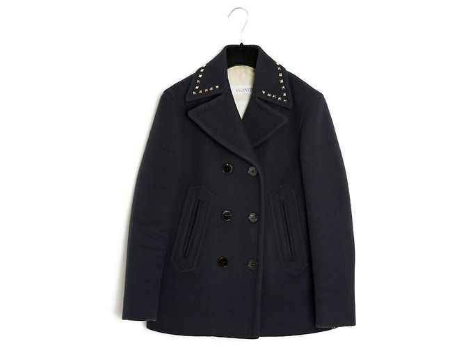 Valentino ROCKSTUD NAVY PEA COAT EN36 Navy blue