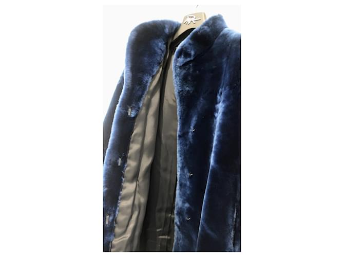Sprung Frères Manteaux, Vêtements d'extérieur Fourrure Bleu foncé  ref.725854