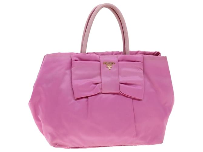 PRADA ribbon Hand Bag Nylon Pink Auth bs3124  ref.725933