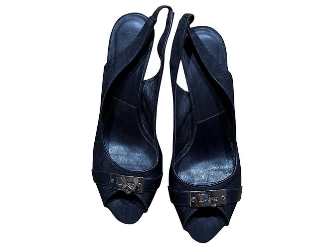 Dior Black Leather High Heels 38