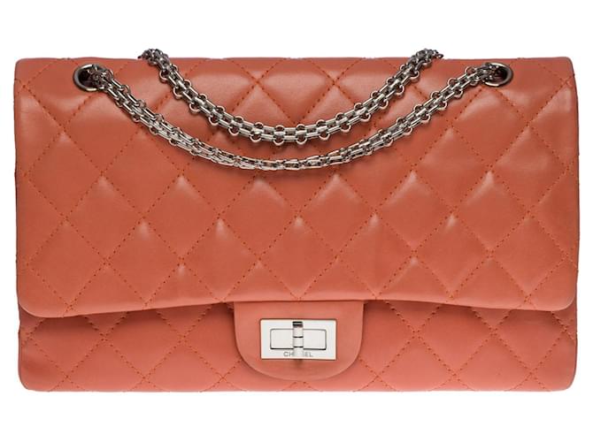 Bolsa de mão Chanel esplêndida e majestosa 2.55 em pele de cordeiro acolchoada rosa coral Couro  ref.725986