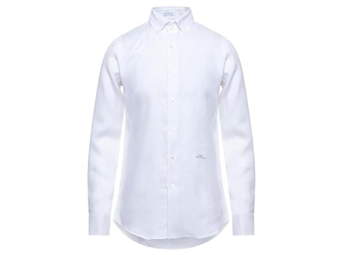 Malo Herrenhemd aus weißem Leinen  ref.726123