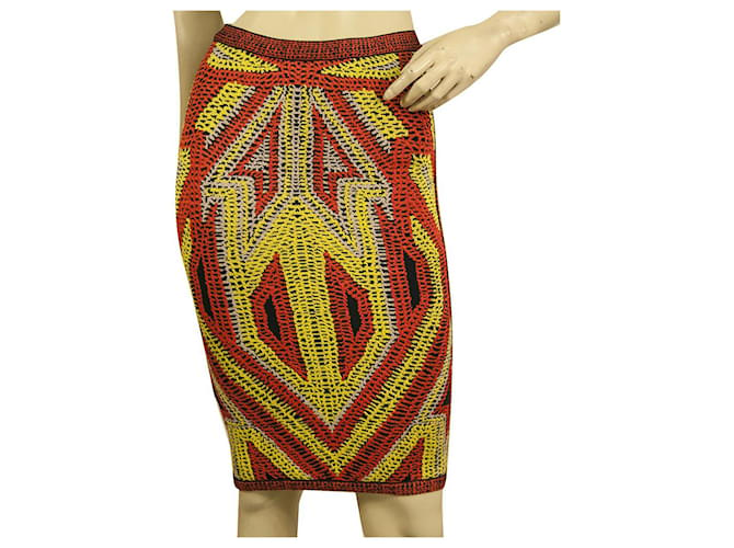 Herve Leger Ola Geometric Crochet Jacquard Pencil Skirt size XS Multiple colors Synthetic  ref.726135