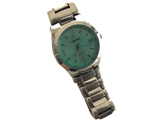 Autre Marque Reloj Head de acero con esfera verde satinada Plata