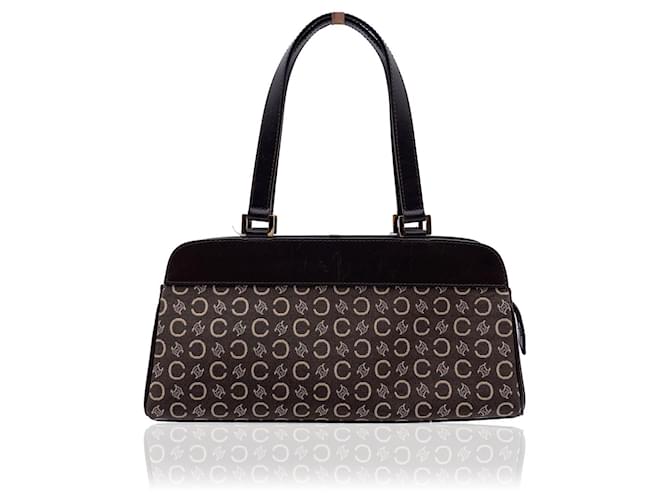 Céline Brown C Macadam Canvas Leather Satchel Bag Small Handbag Cloth  ref.726145