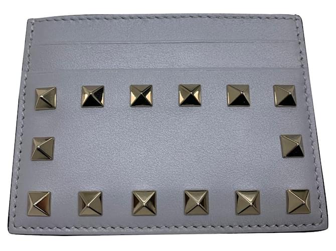 Valentino Rockstud card holder Grey Leather  ref.726538