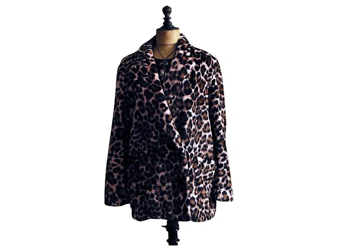 The Kooples Abrigo de piel sintética de leopardo T: 38 Estampado de leopardo Acrílico  ref.726585