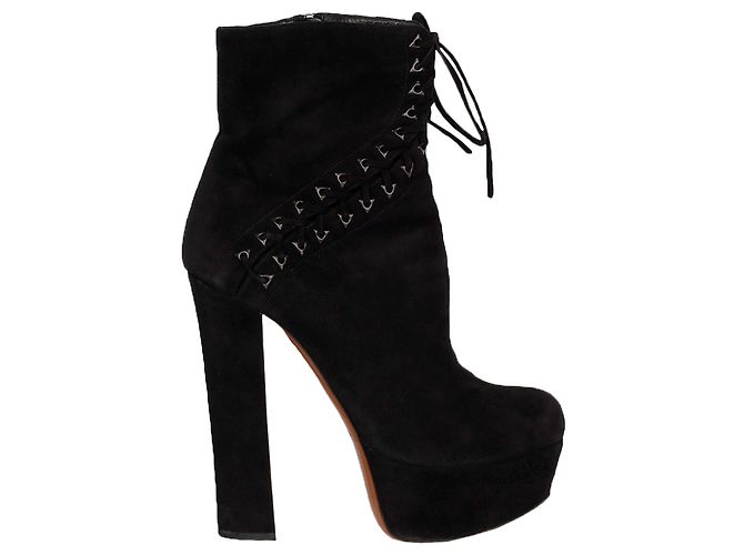 Alaïa Black Suede Lace-up Corset Booties