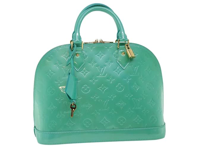 Louis Vuitton Alma PM Monogram Vernis Leather Satchel Bag Blue