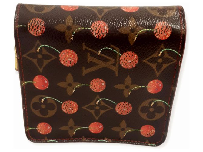 Louis Vuitton Takashi Murakami Monogramm Geldbörse Hellbraun Leder