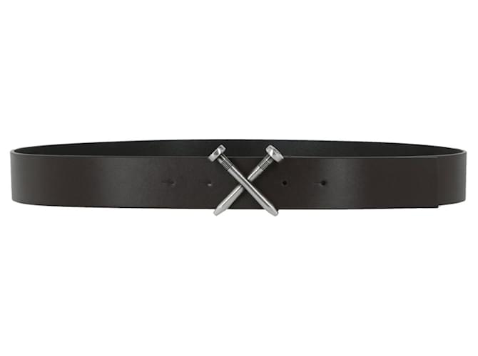 Off White Off-White Crossed Nail H35 Leather belt Black  ref.727124