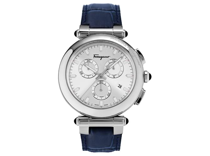 Salvatore Ferragamo Idillio Chrono Leather Watch Silvery Metallic  ref.727218