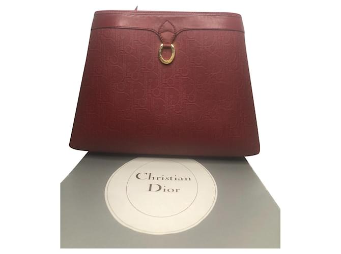 Christian Dior Sacos de embreagem Bordeaux Lona  ref.727453