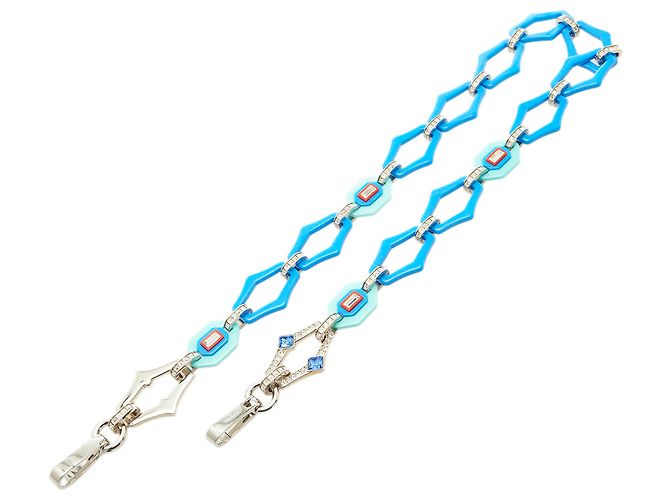 Alça de ombro de cristal de plástico azul Prada