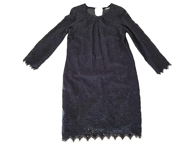 La petite robe noire en dentelle NINA RICCI IT46 Soie  ref.727642