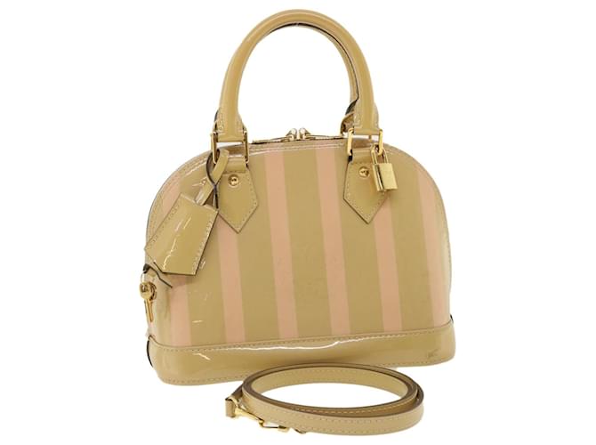 LOUIS VUITTON Monogram Vernis Rayure Alma BB Hand Bag Beige M90970 auth 33326a Pink Patent leather  ref.727749