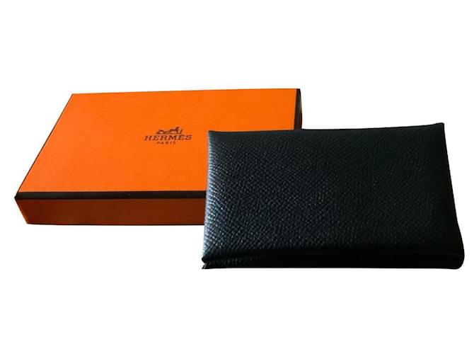 Hermès Calvi Black Leather  ref.727837