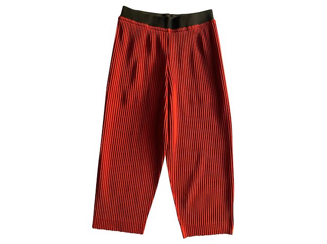 Issey Miyake Rote Bundfaltenhose