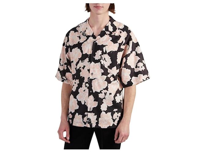 Alexander Mcqueen Camisa de moda de hombre McQ McQueen con estampado de flores Negro Multicolor Algodón  ref.727849