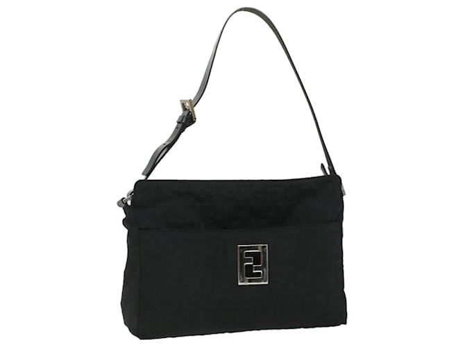 Fendi Zucca Logo Canvas Shoulder Bag Black