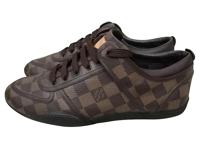 Louis Vuitton Damier Ebene Coated Sneakers Brown Leather Nylon ref.727989 -  Joli Closet