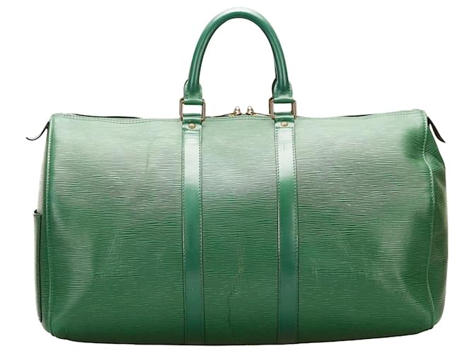 Louis Vuitton Keepall 45 Green Leather  ref.728145