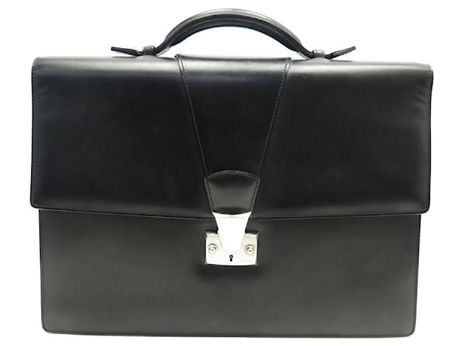 CARTIER BAG BAG L2000033 with 1 BRIEFCASE BLACK LEATHER BELLOWS  ref.728391