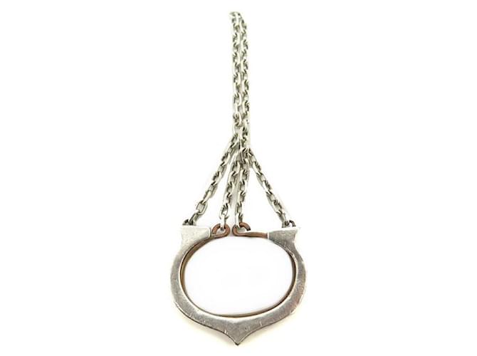 Other jewelry VINTAGE CARTIER LOGO C KEYRING IN STERLING SILVER GOLD KEY CHAIN RING Silvery  ref.728397