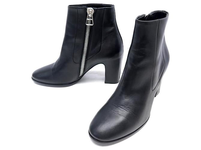 BALENCIAGA SHOES BOOTS WITH HEEL 400350 37 BLACK LEATHER LOW BOOTS SHOES  ref.728402