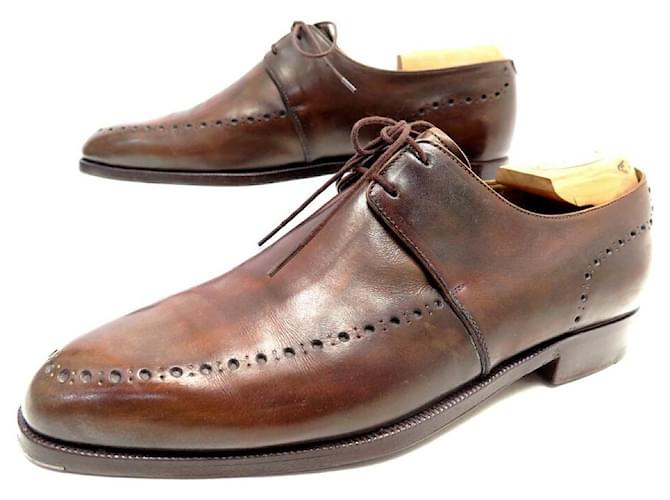 BERLUTI ELEGANT SHOES 009 Derby 2 carnations 7.5 41.5 PATINA LEATHER SHOES Brown  ref.728410