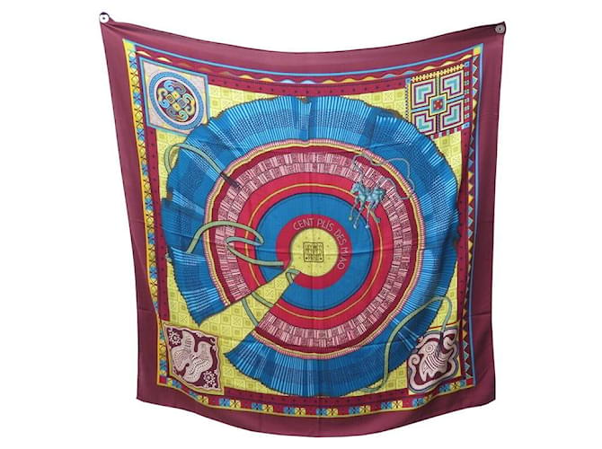 Aline Hermès HERMES CENT PLIS SHAWL SCARF OF THE MIAO HONORE 140 CM IN CASHMERE SCARF Dark red  ref.728523