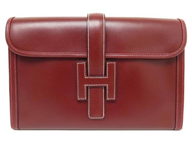 Hermès NOVA BOLSA HERMES JIGE ELAN 29 CLUCH DE COURO PM BORDEAUX RED BOX  ref.728636