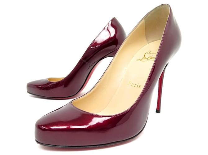 CHRISTIAN LOUBOUTIN FIFI PUMPS 39 BURGUNDY PATENT LEATHER SHOES Dark red  ref.728650
