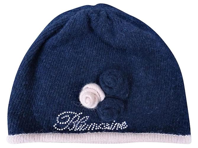 Blumarine Hats Pink Navy blue Wool Nylon Angora  ref.728849