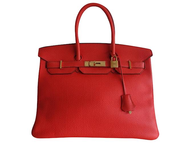 Hermès HERMES BIRKIN Tasche 35 Orange Leder  ref.729144