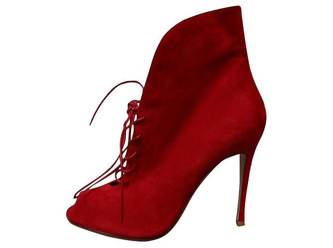 Botines Gianvito Rossi de cuero rojo peep toe Roja