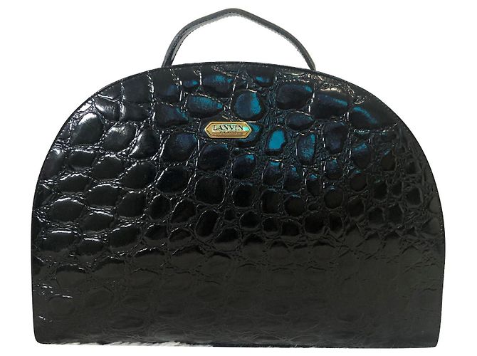 Bolso Lanvin de piel negra efecto cocodrilo Negro