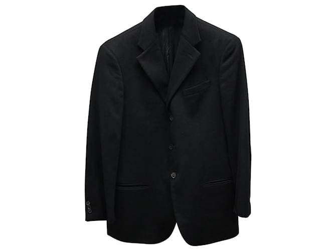 Armani Collezioni Single Breasted Blazer in Black Wool Cashmere  ref.729541
