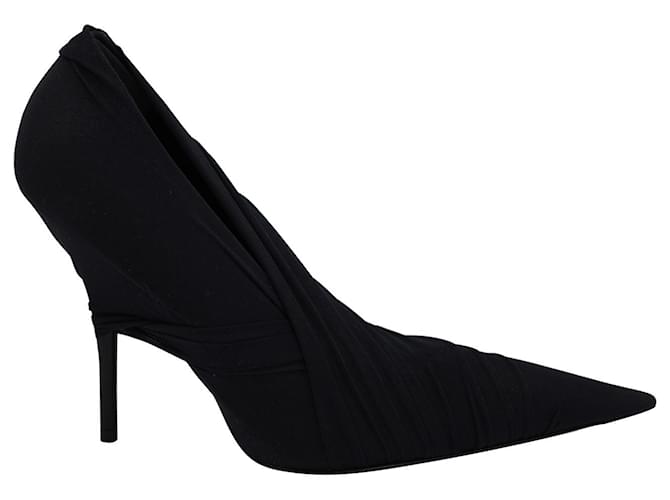 Balenciaga Jersey Crepe Drape Sapatos pontiagudos em poliéster preto  ref.729544