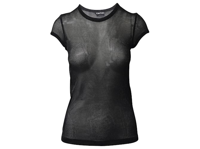 T-shirt Tom Ford See Through in viscosa nera Nero Fibra di cellulosa  ref.729562