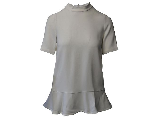 Stella Mc Cartney Stella McCartney Schößchen-Bluse mit Stehkragen in weißer Kunstseide