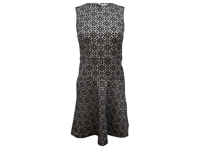 Tory Burch Geometric Embroidered Sleeveless Dress in Black and White Cotton   ref.729583