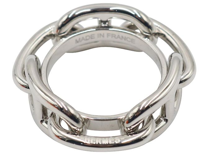 Hermès Hermes Regate Schal 90 Ring aus silberfarbenem, palladiertem Messing