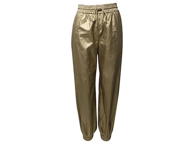 Pantalones con cordón en viscosa dorada Rhythmic de Zimmermann Dorado Fibra de celulosa  ref.729622