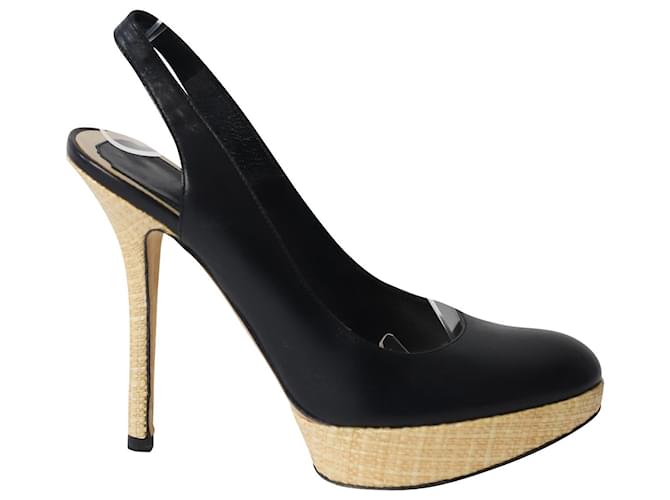 Zapatos de Salón Sling Back Dior en Cuero Negro  ref.729623