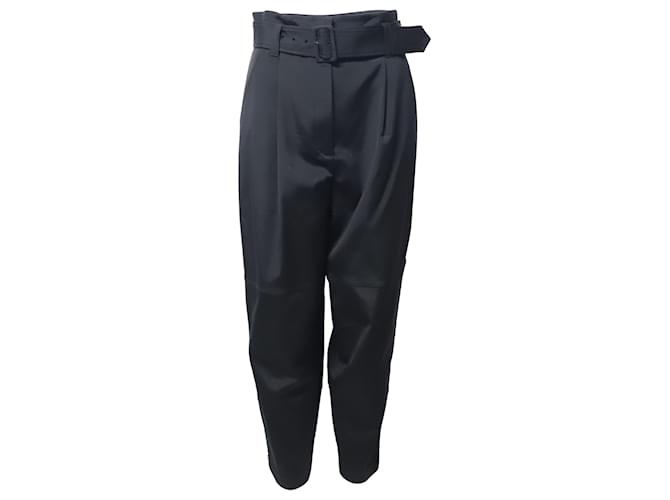A.L.C ALC Belted Trousers in Black Acetate Cellulose fibre  ref.729626